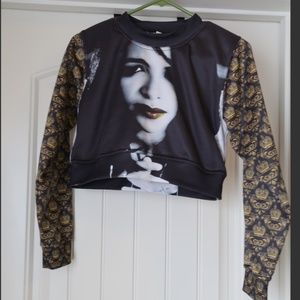 Black & Gold Aaliyah Crop Crewneck